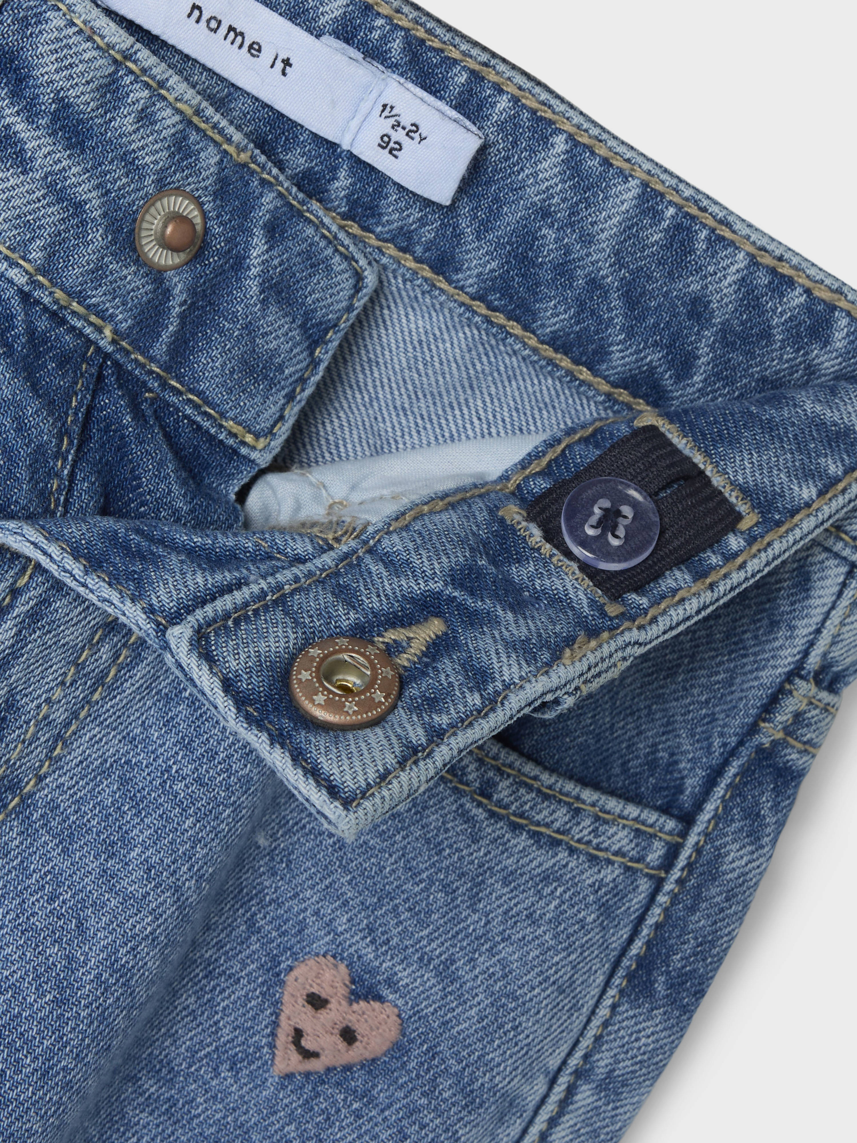NAME IT loose fit jeans NMFBELLA met hartjes Medium blue denim