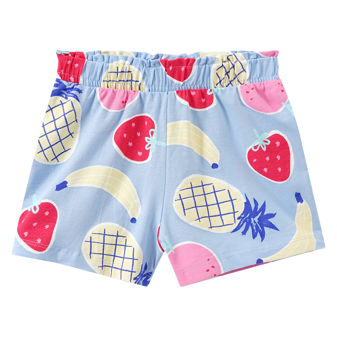 Famy 3 Mädchen Shorts mit bunten Motiven hellblau / rot / hellgelb