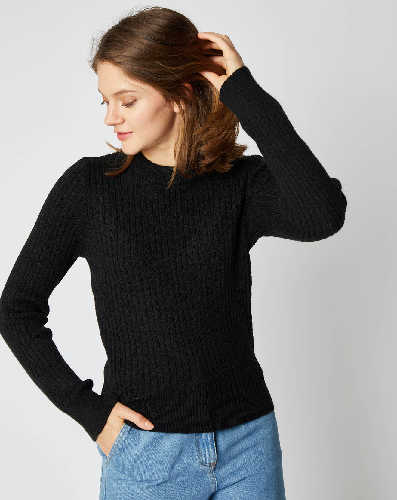 An'ge Pull Emma en Maille mélangée noir