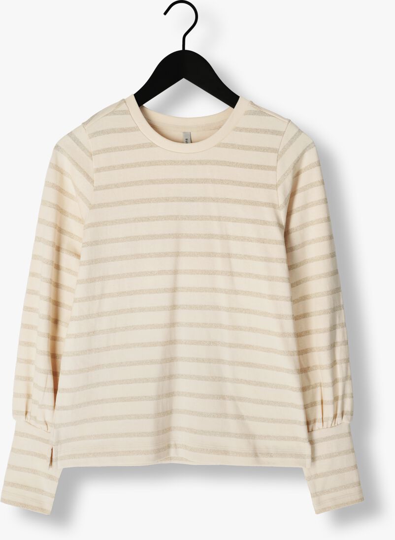 SUMMUM gebroken wit summum trui balloon sleeve top glitter stripe heavy jersey