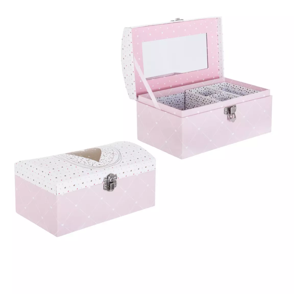 Boîte à bijoux enfant miroir Demoiselle Rose