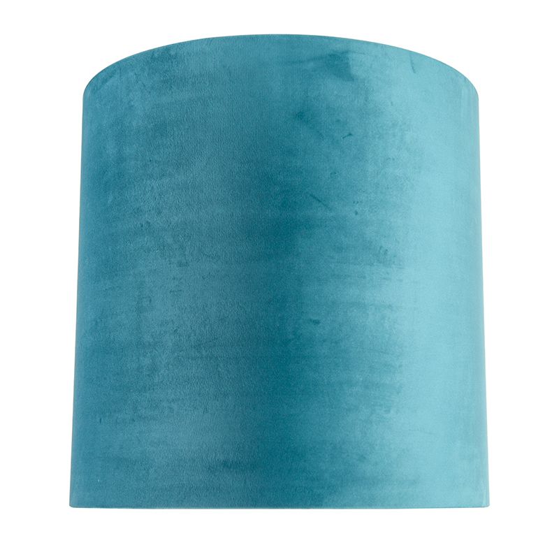 Velours lampenkap blauw 40/40/40 met gouden binnenkant