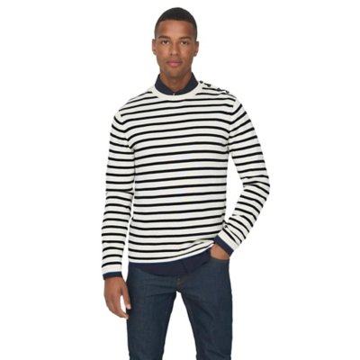Sweatshirt homme Onskalby Reg 12 Stripe Knit Noos ONLY AND SONS