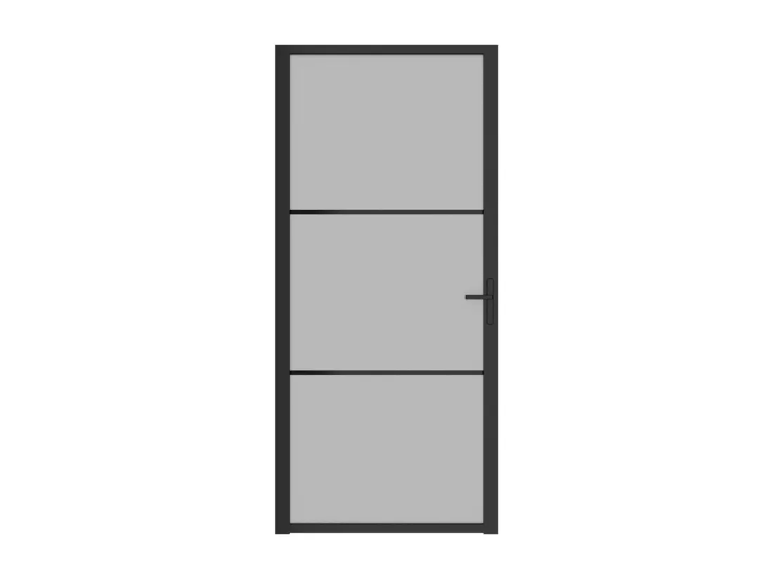 Porte intérieure 93x201,5 cm Noir Verre mat et aluminium