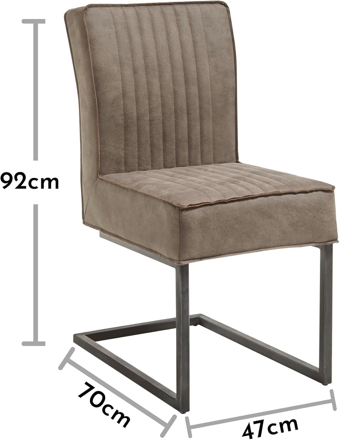 LINDA Schwingstuhl 2er Set mit schwarzem Metallgestell und Microfaser Bezug, Taupe - Bequemer Freischwinger Stuhl für Esszimmer & Küche - 47 x 92 x 70 cm (B/H/T)