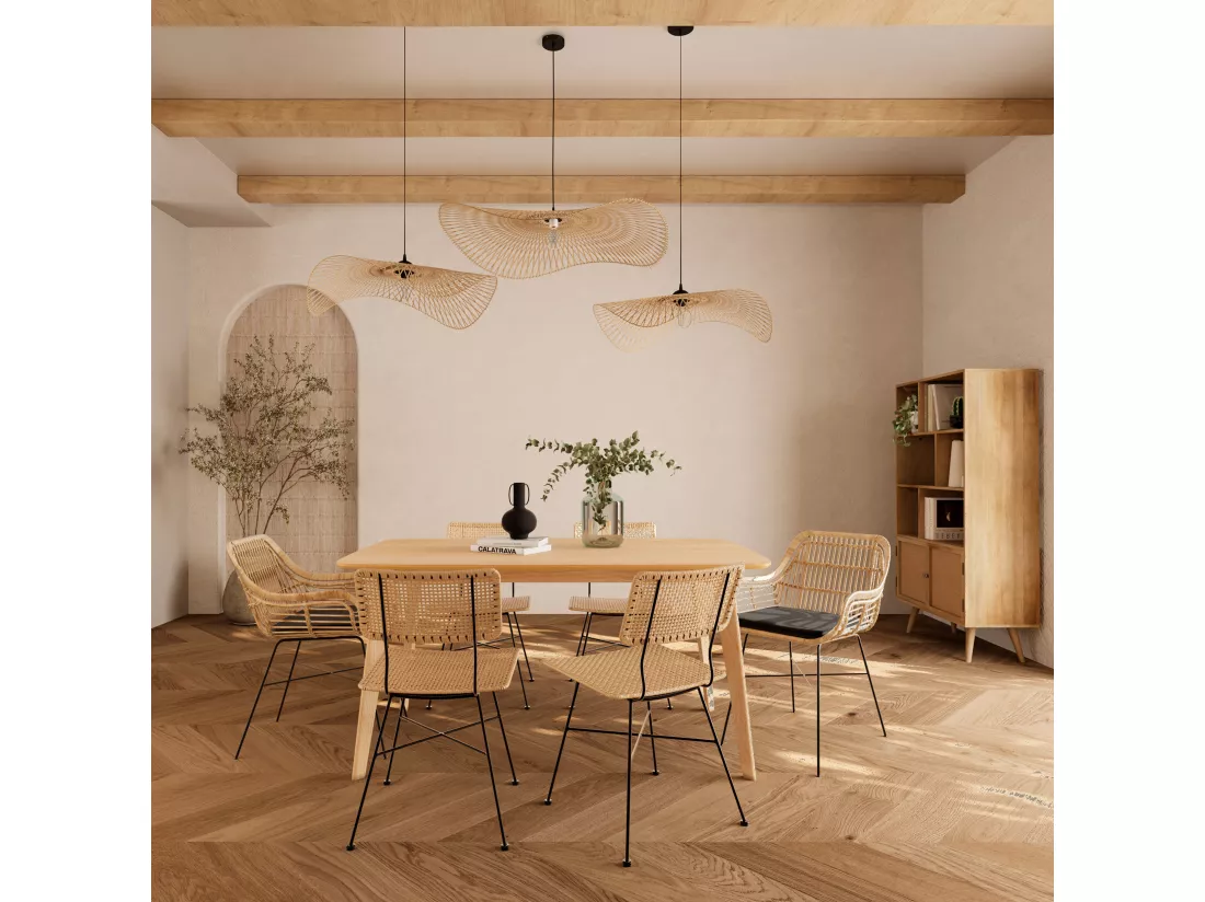 Suspension D100 cm en bambou avec fil noir - Jipi