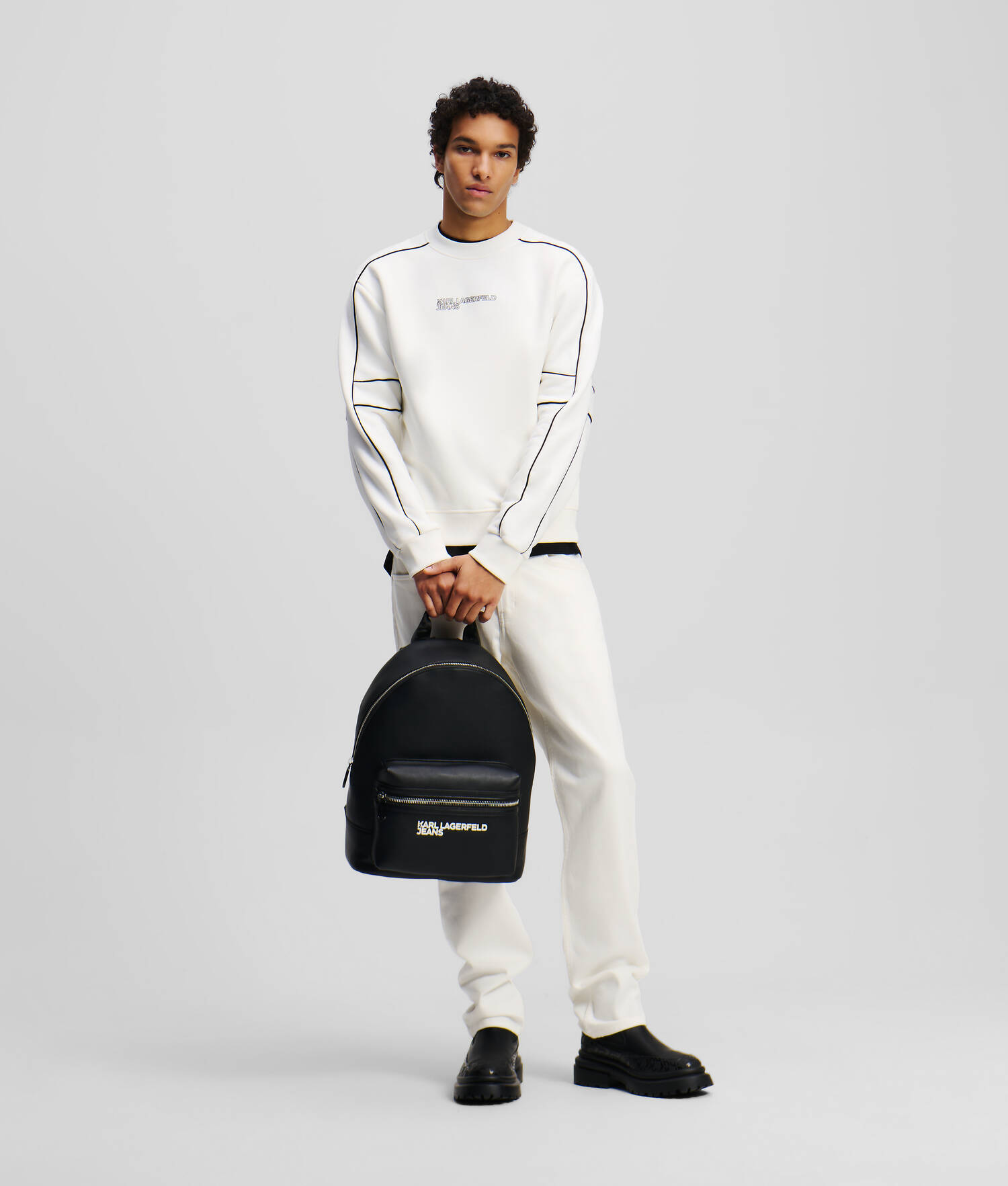 SWEAT-SHIRT À PASSEPOIL - Blanc