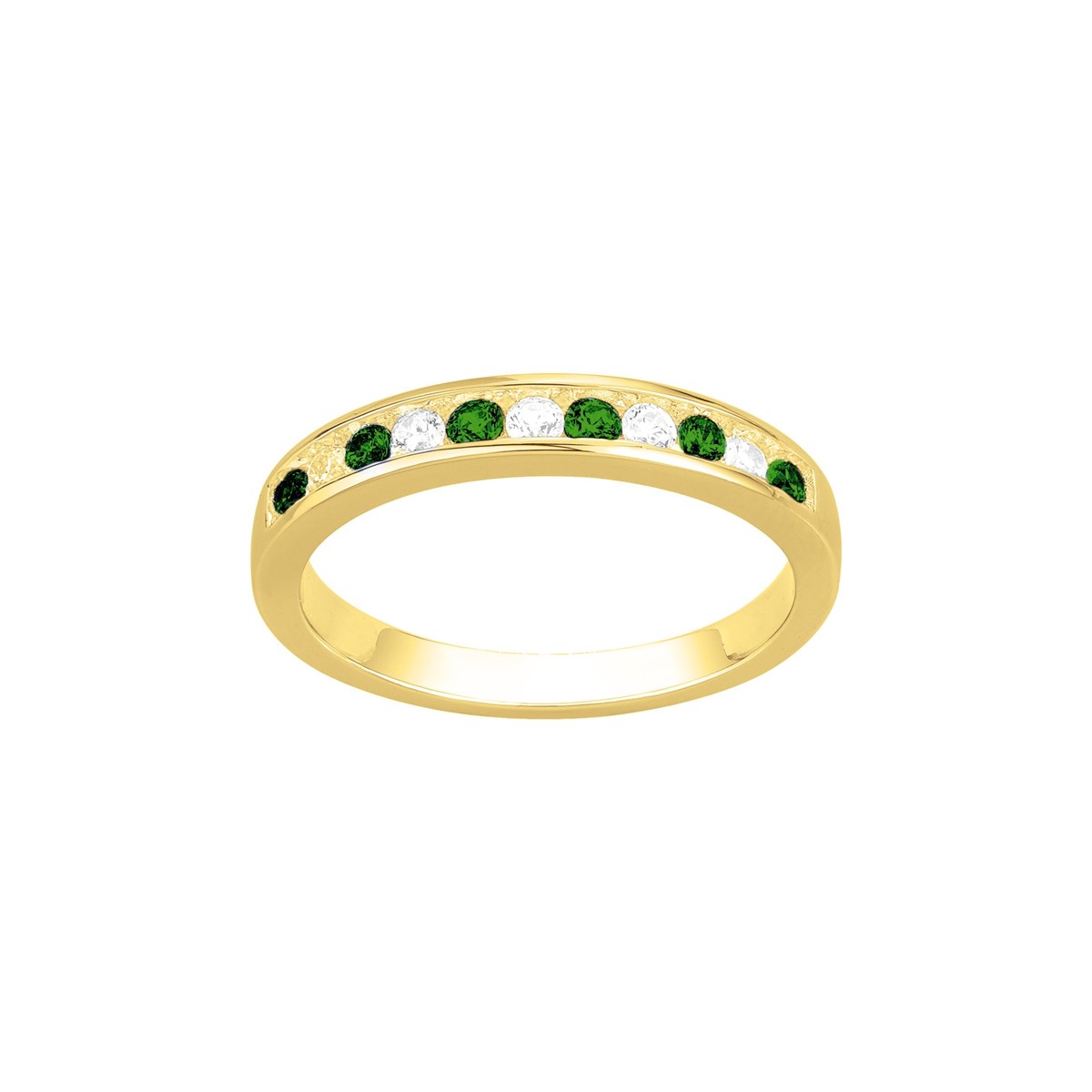 Bague en Plaqué Or avec oxyde de zirconium vert emeraude