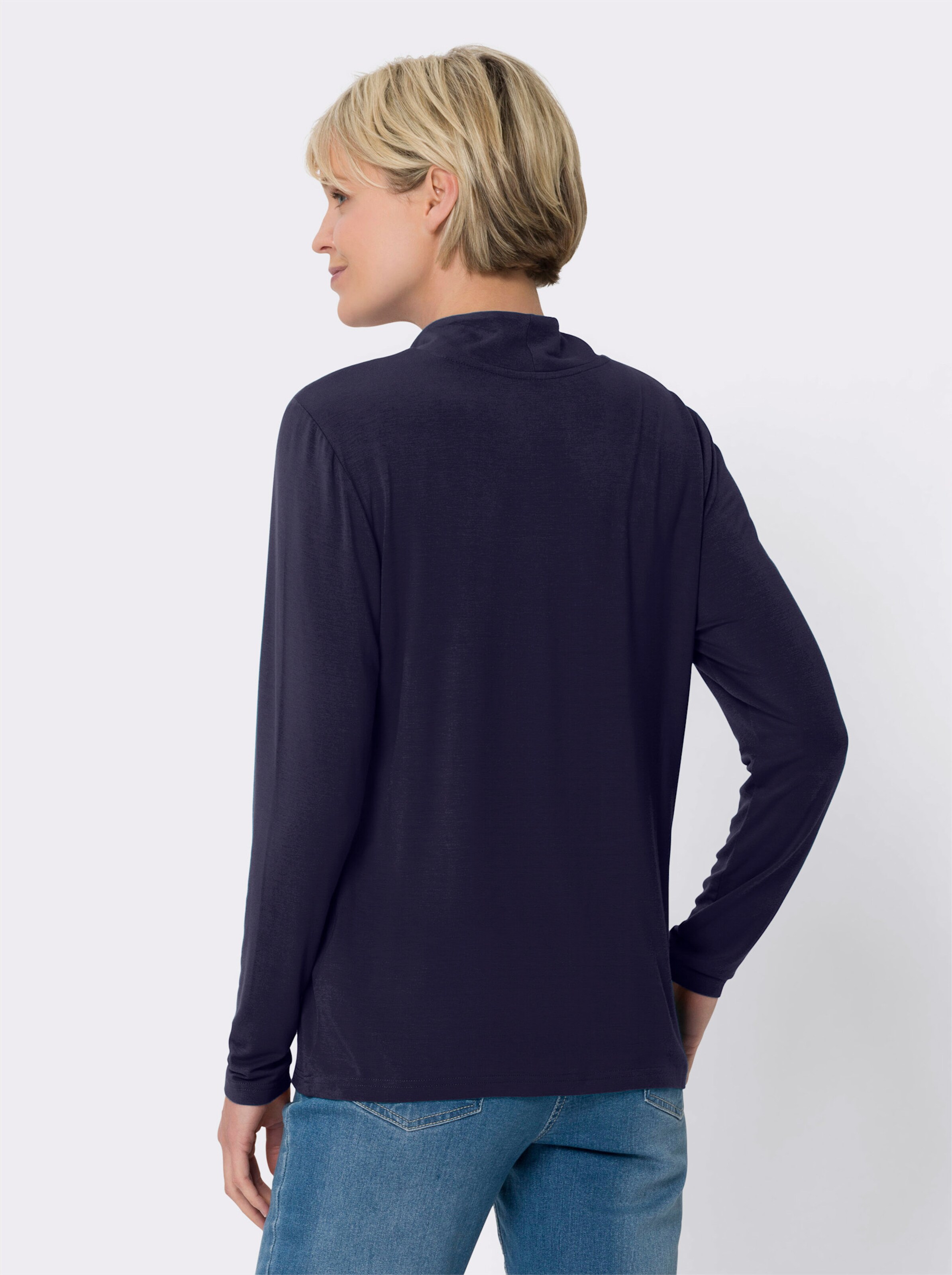 Stehkragenshirt in Viskose-Qualität