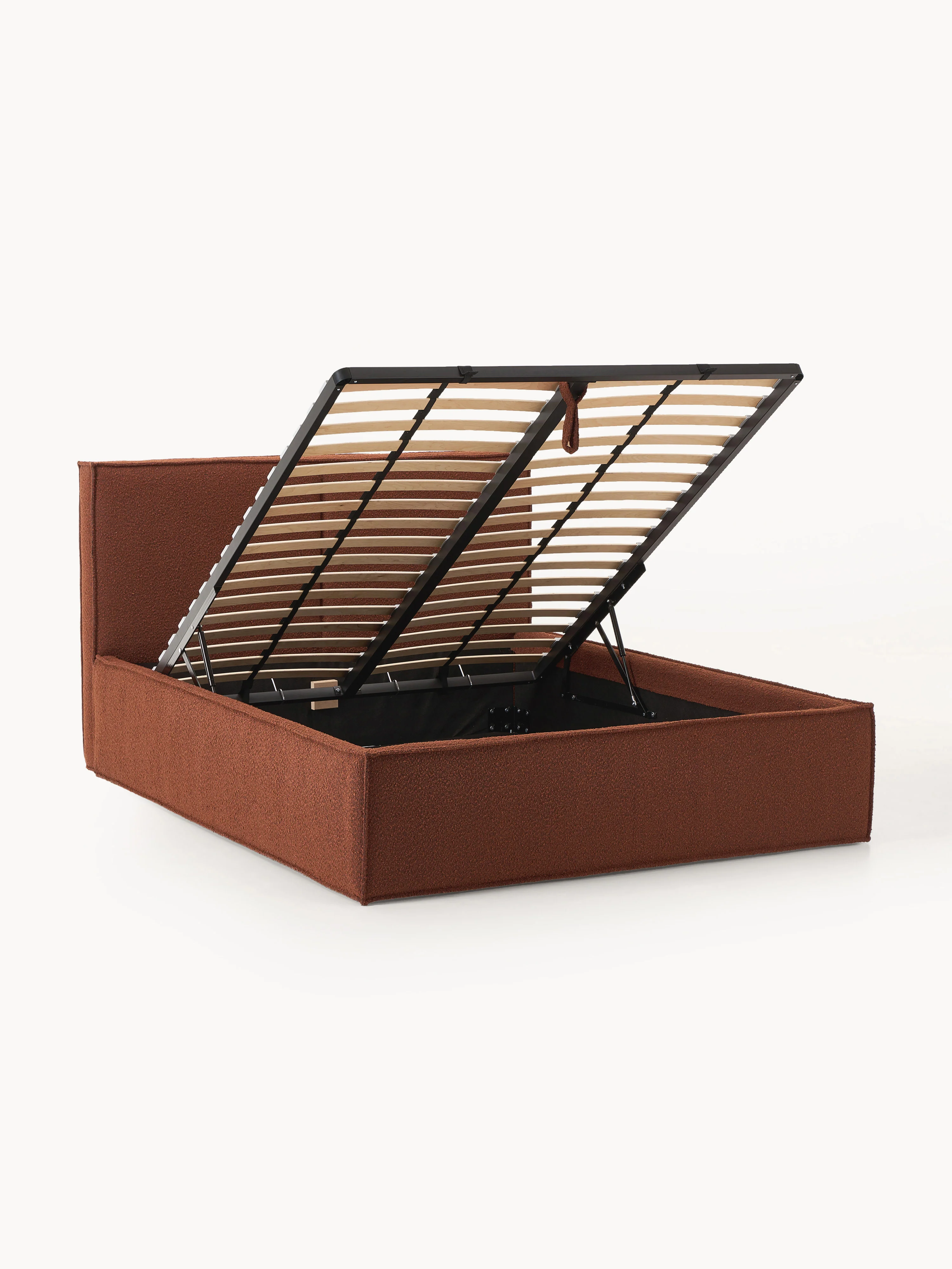 Bouclé gestoffeerd bed Dream met opbergruimte