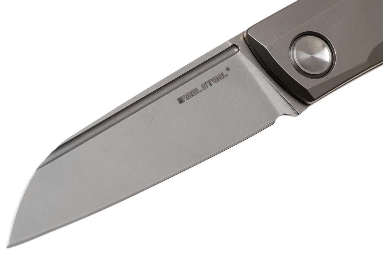 Real Steel Solis 7061S Beadblast Titanium, Silver, slipjoint zakmes, Poltergeist design