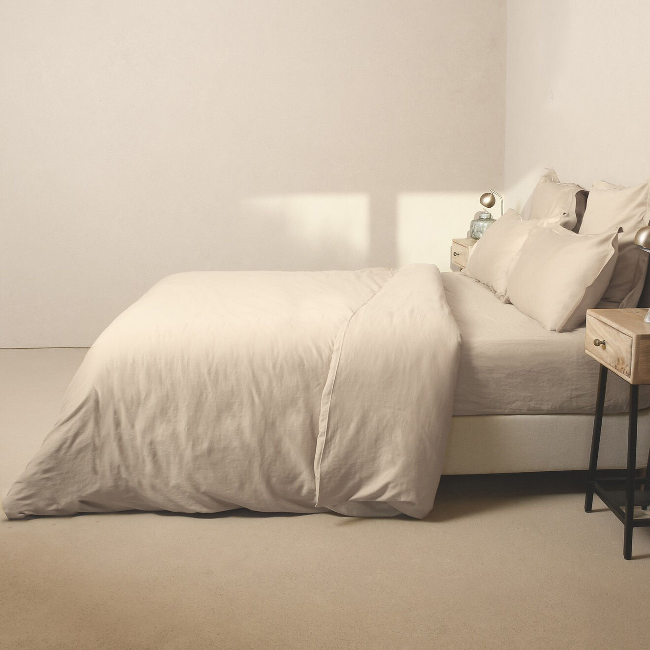 Febronie Drap housse 100% Satin de Coton Julia beige