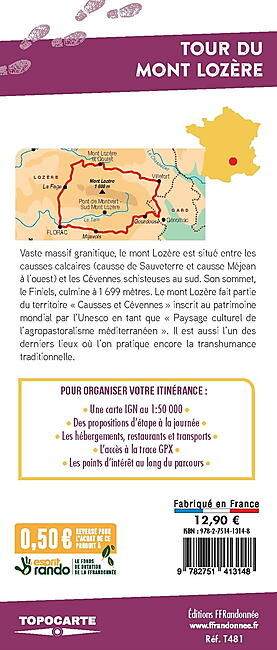 FFRP - TOPOCARTE LE TOUR DU MONT LOZERE