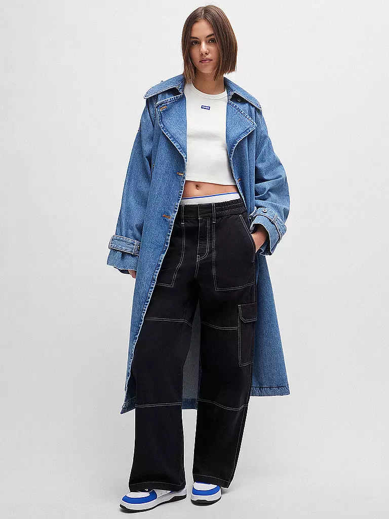 HUGO T-Shirt Cropped Fit weiss
