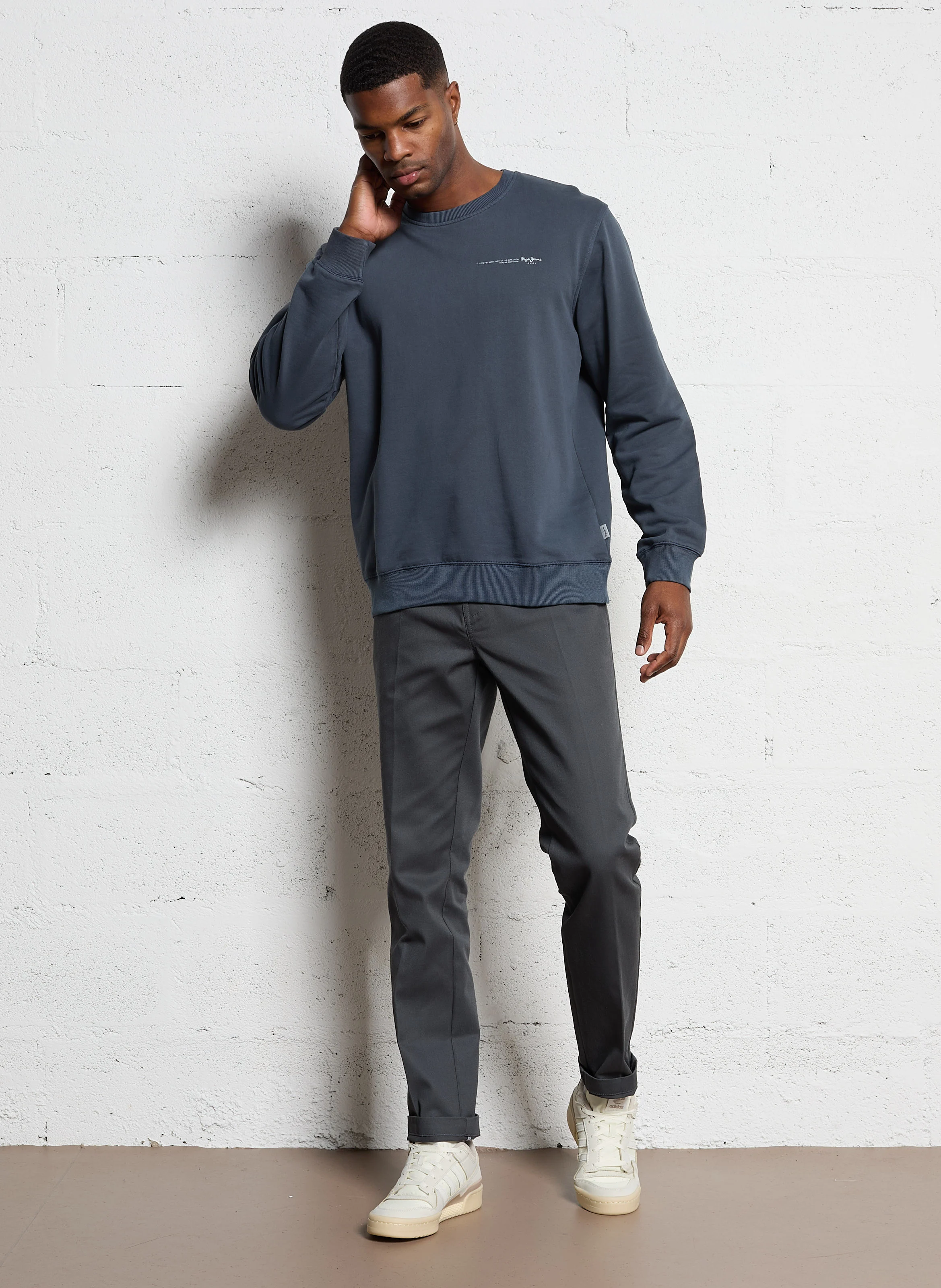 DAVY CREW - Sweat coupe droite à col rond | Bleu