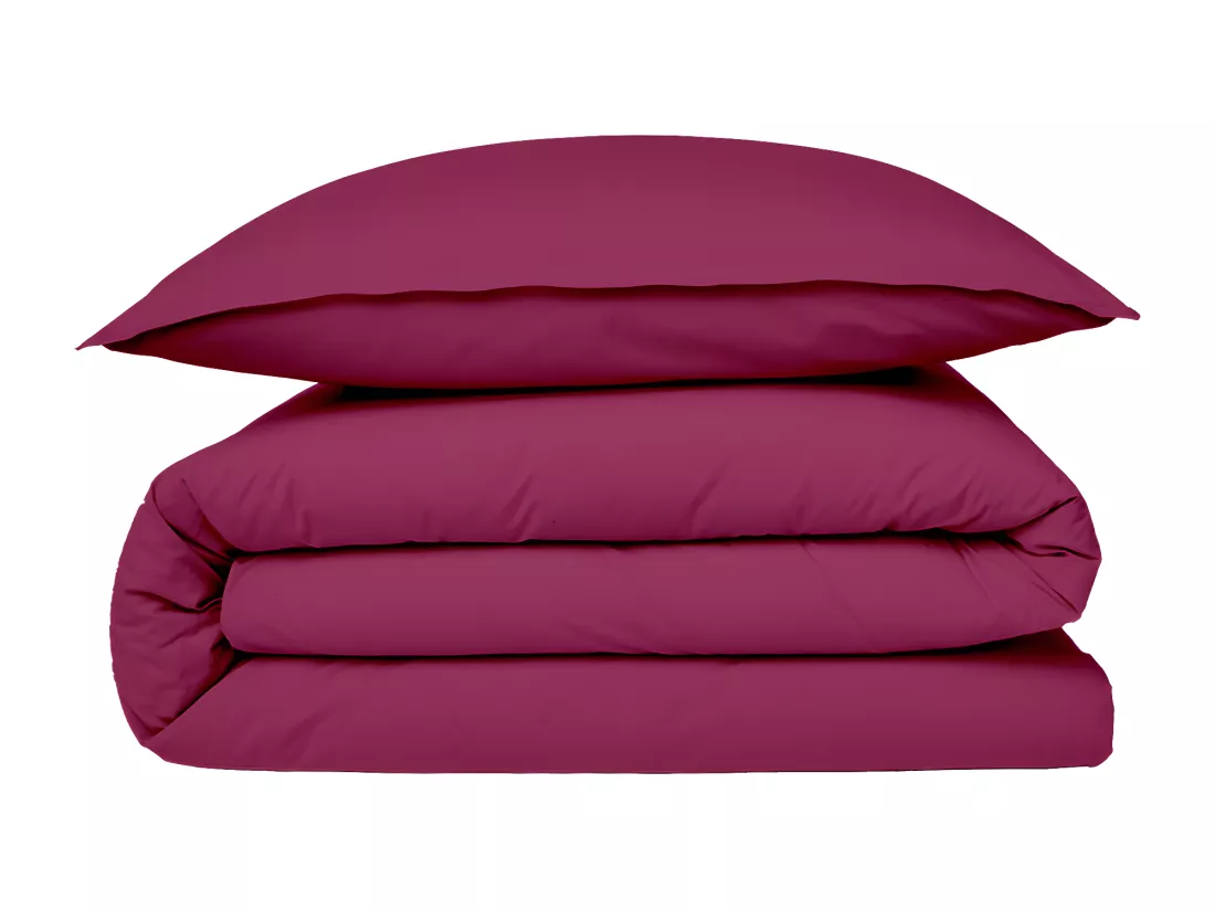 Housse de couette en coton 57 fils unie magenta 260x240cm