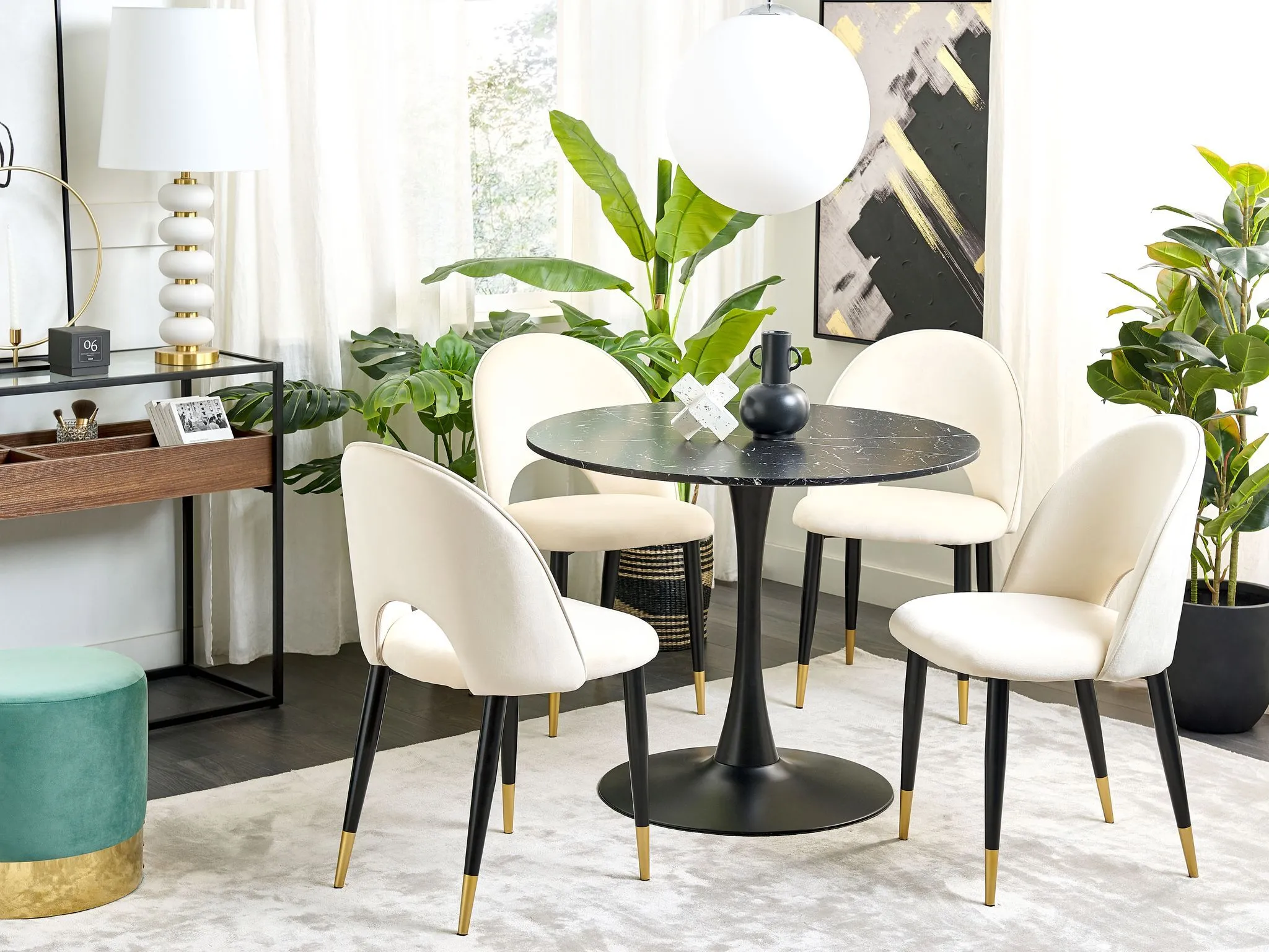 Set van 2 eetkamerstoelen MAGALIA Fluweel Lichtbeige
