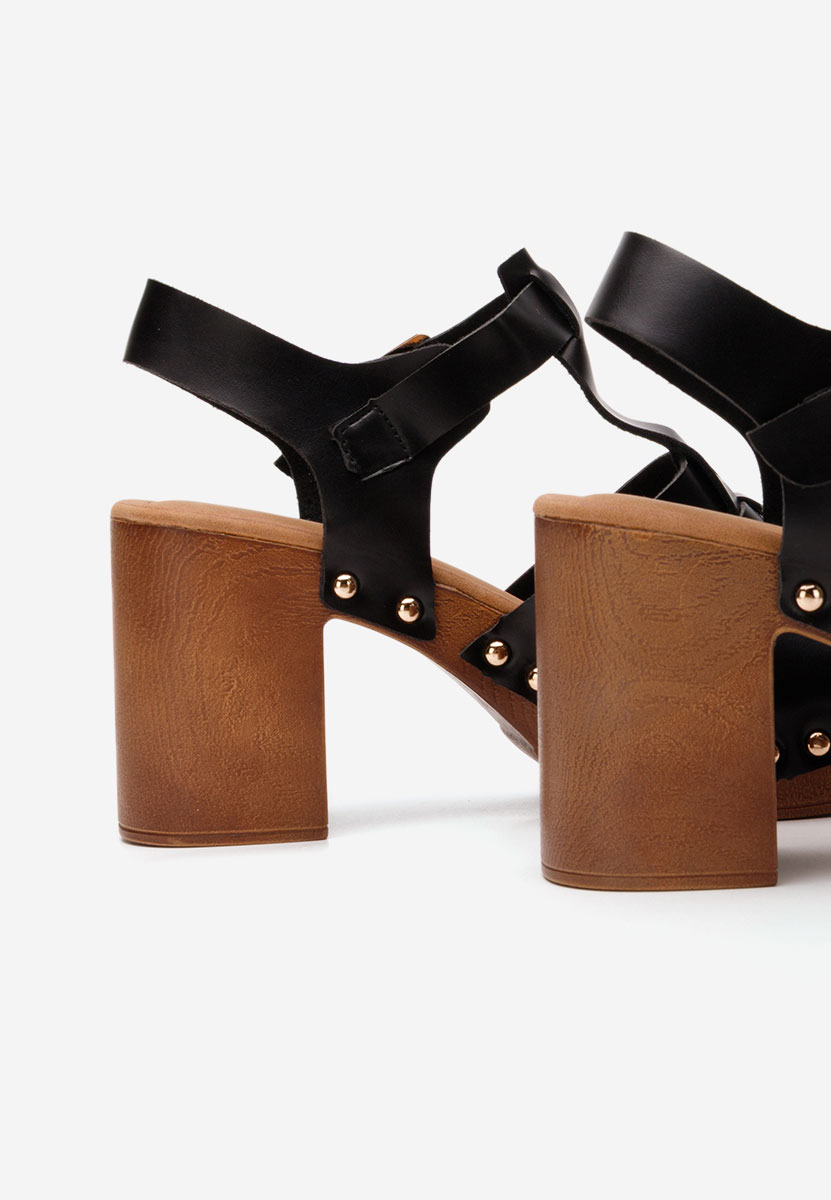 Sandales à talon épais noires Gaga
