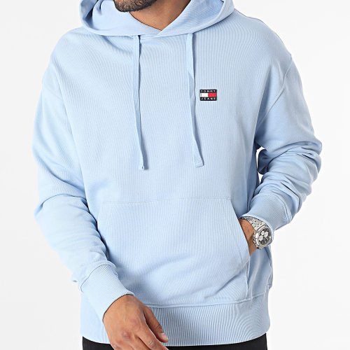 Sweat Capuche Relax Badge 6369 Bleu Clair