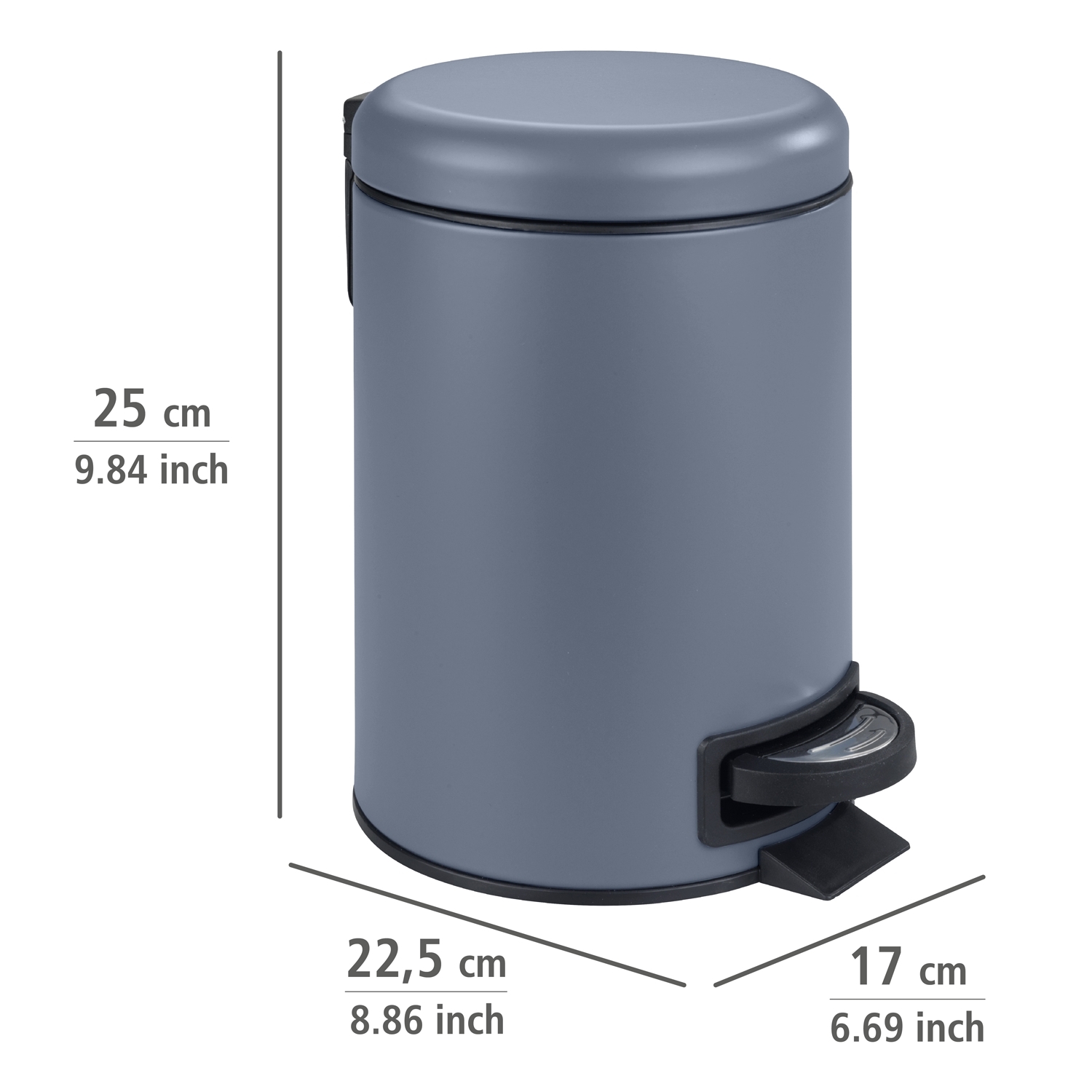 Wenko Leman afvalemmer 3 liter slate blue