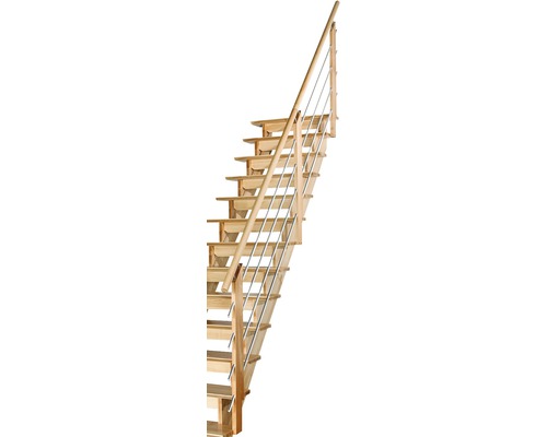 Pertura Linos beukenhouten trapboom, onbehandeld, recht, 85 cm, 12 treden / 13 stootborden
