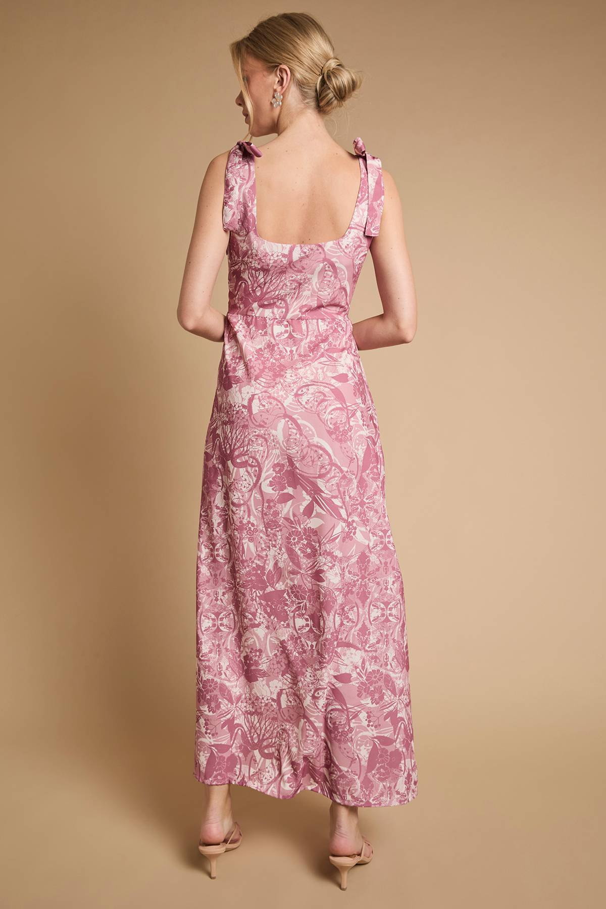 Oasis Robe Midi À Épaules Nouées Et Imprimé Floral Petite