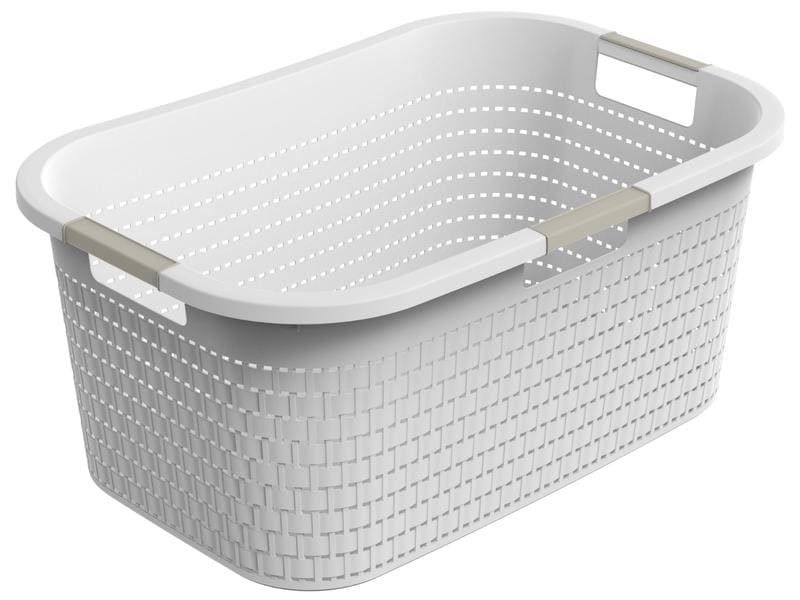 Rotho Wäschekorb  Country 40 l, Weiss Korb für Wäsche in moderner Rattan-Optik