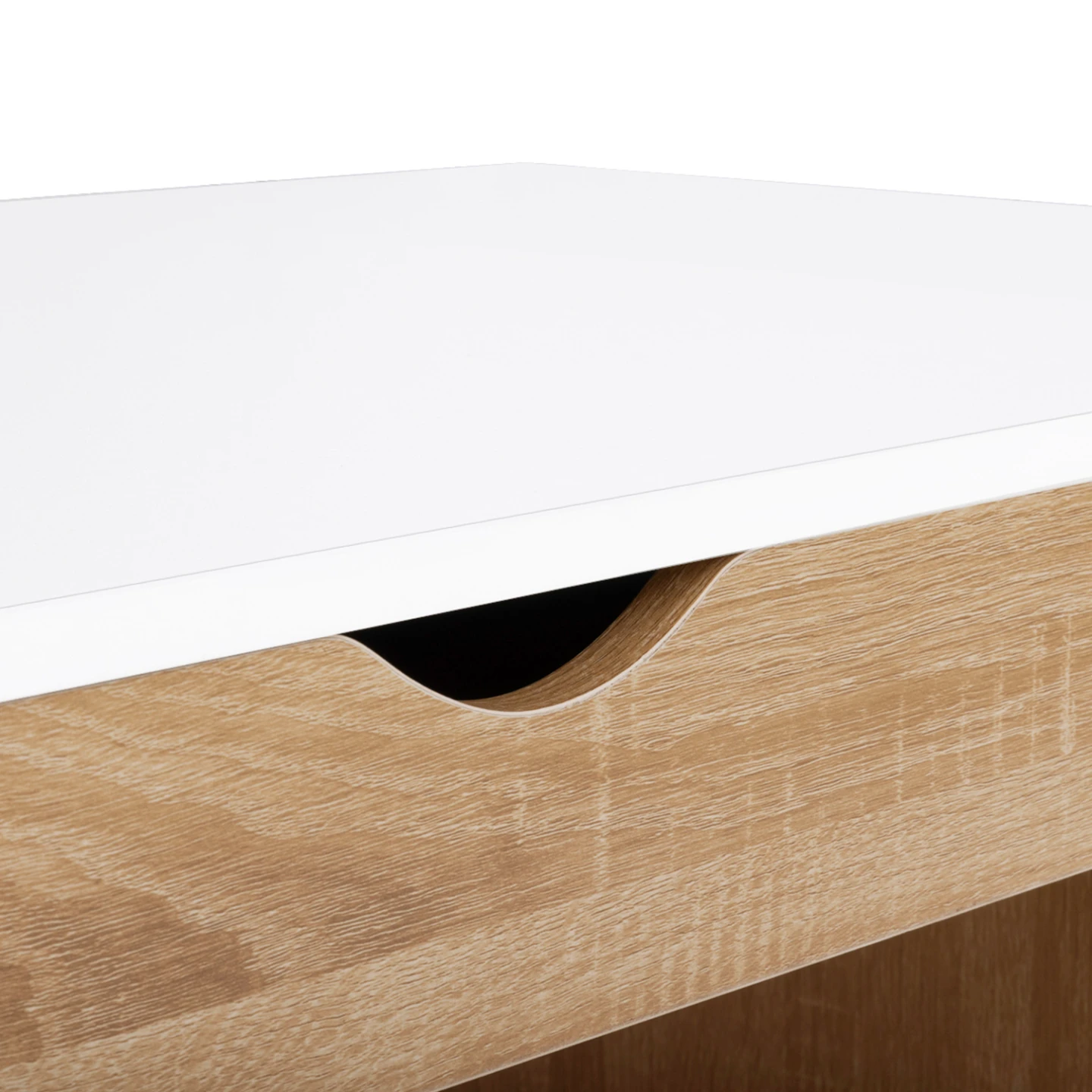 Table basse plateau relevable rectangulaire ELEA avec coffre bois façon hêtre et blanc