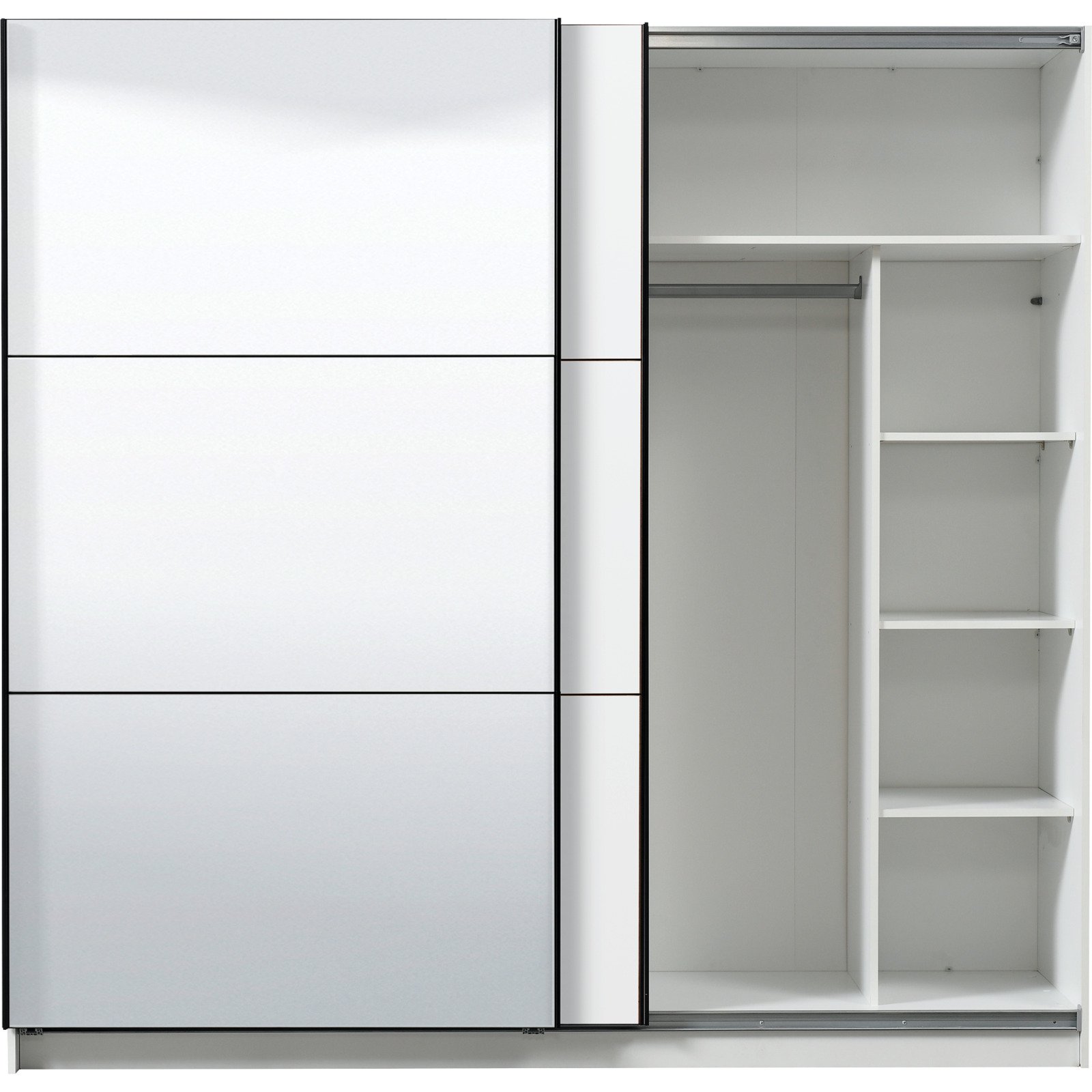 Schwebetürenschrank Sierra Melamin 217 x 210 x 62,5 cm, mit Spiegel weiss