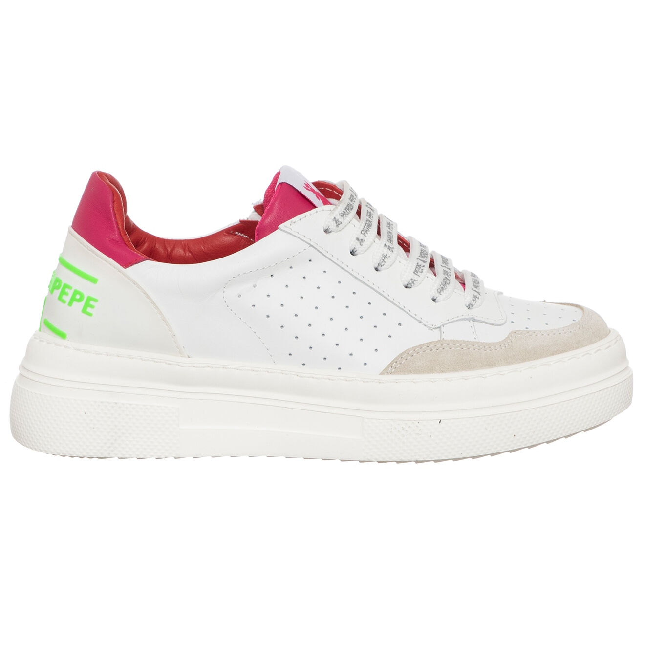 Patrizia Pepe Sneakers en Cuir Gemma blanc/fuchsia