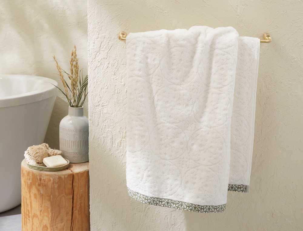 Linge de bain ciselé blanc-Séville
