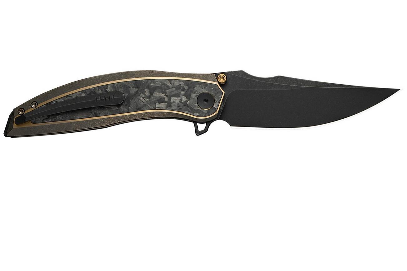 WE Knife Quinseris WE23093-2 Black Stonewashed Bronze Titanium Shredded Carbon Inlay, zakmes