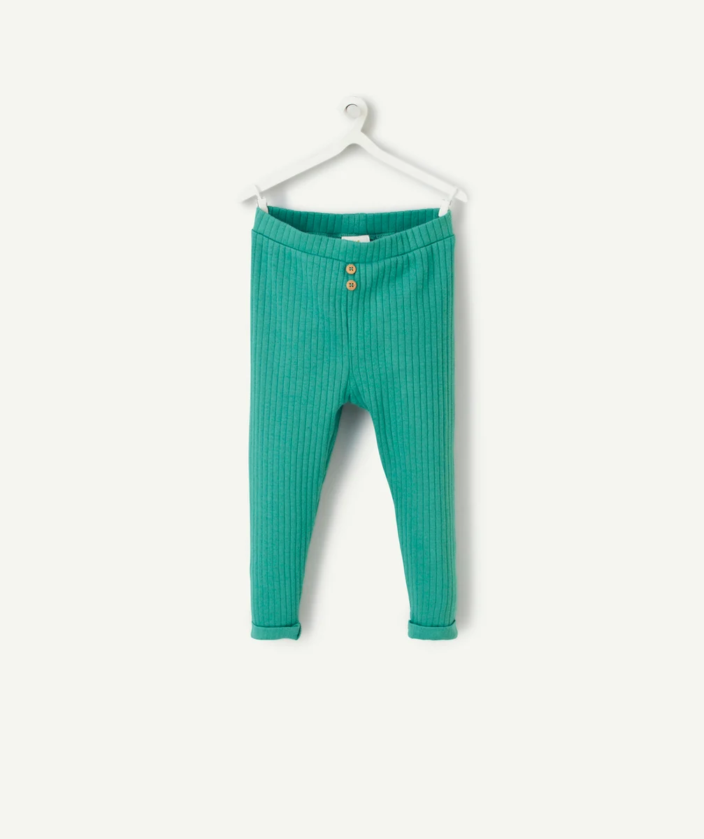 LEGGING BÉBÉ FILLE EN COTON BIO CÔTELÉ VERT