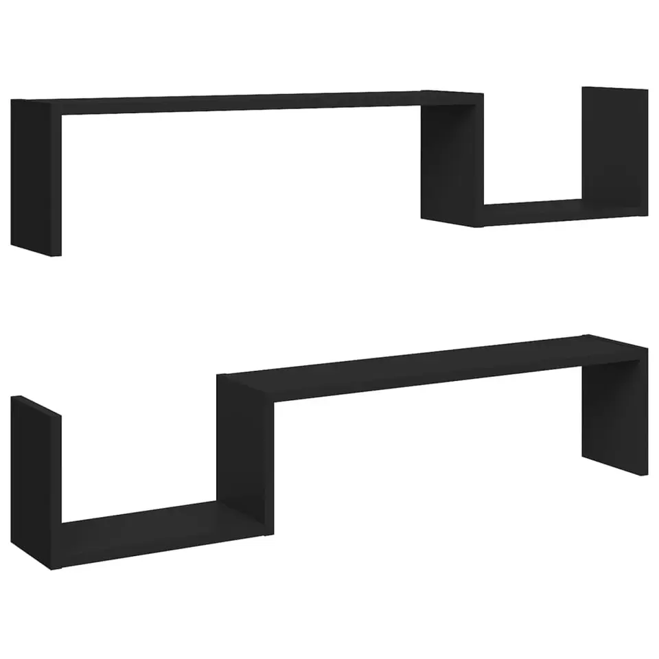 vidaXL - Plank - Zwart - Bewerkt hout - 2 stuks