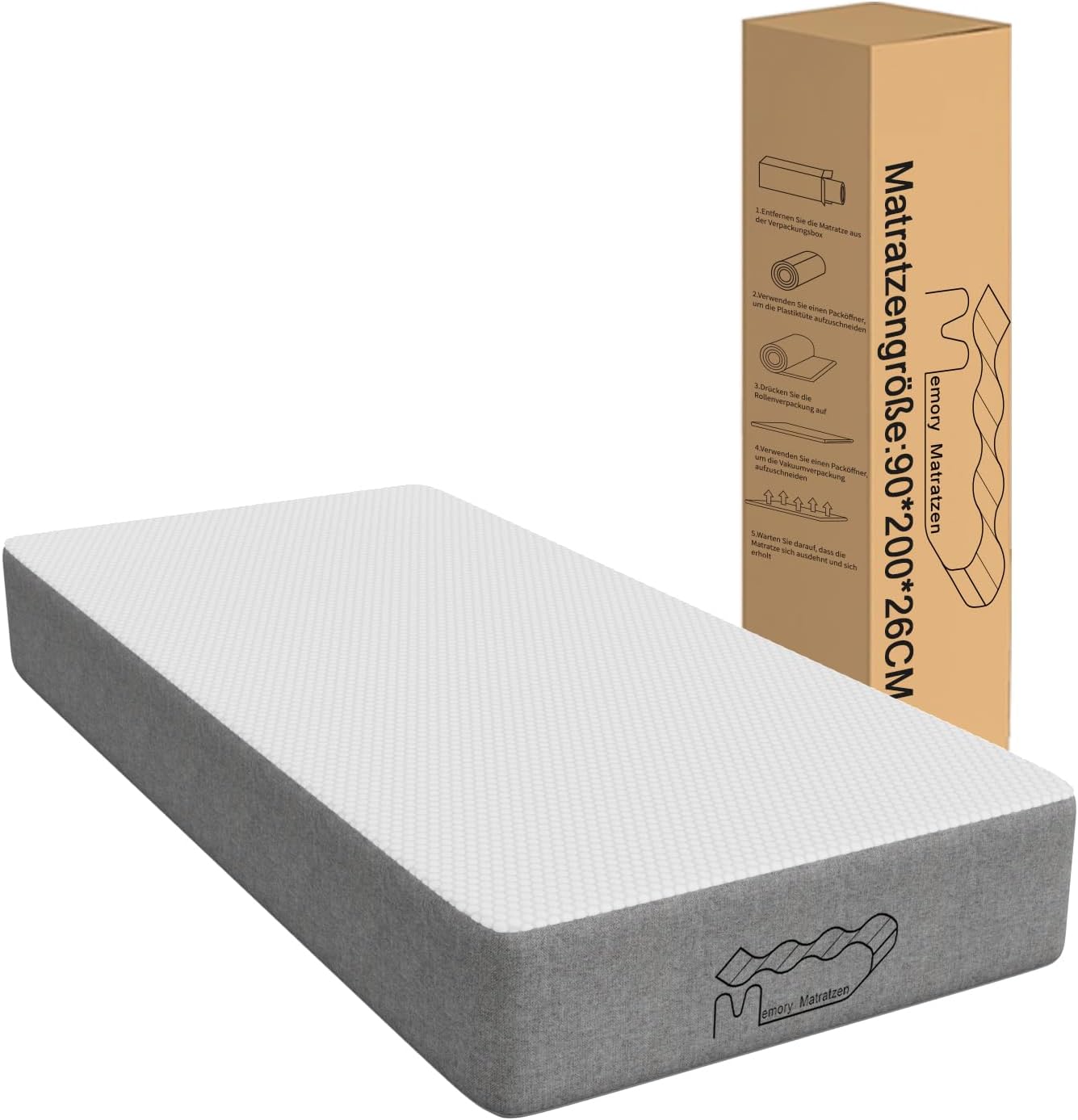 Matratze 90x200 Kinder h2 h3, Kaltschaummatratze, Höhe 26 cm, Härtegrad H3, 7 Komfortzonen, Kindermatratze geeignet für Kinder, Schüler (90x200x26cm)