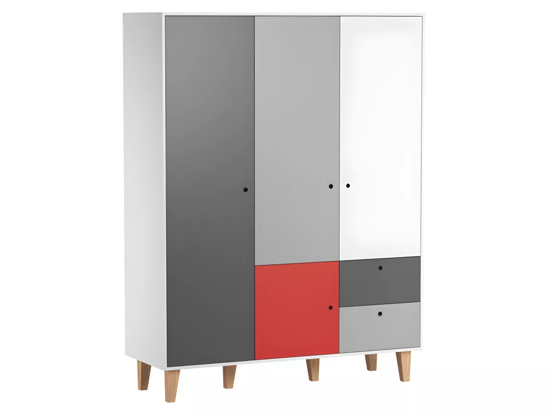 Armoire 3 portes Concept Rouge
