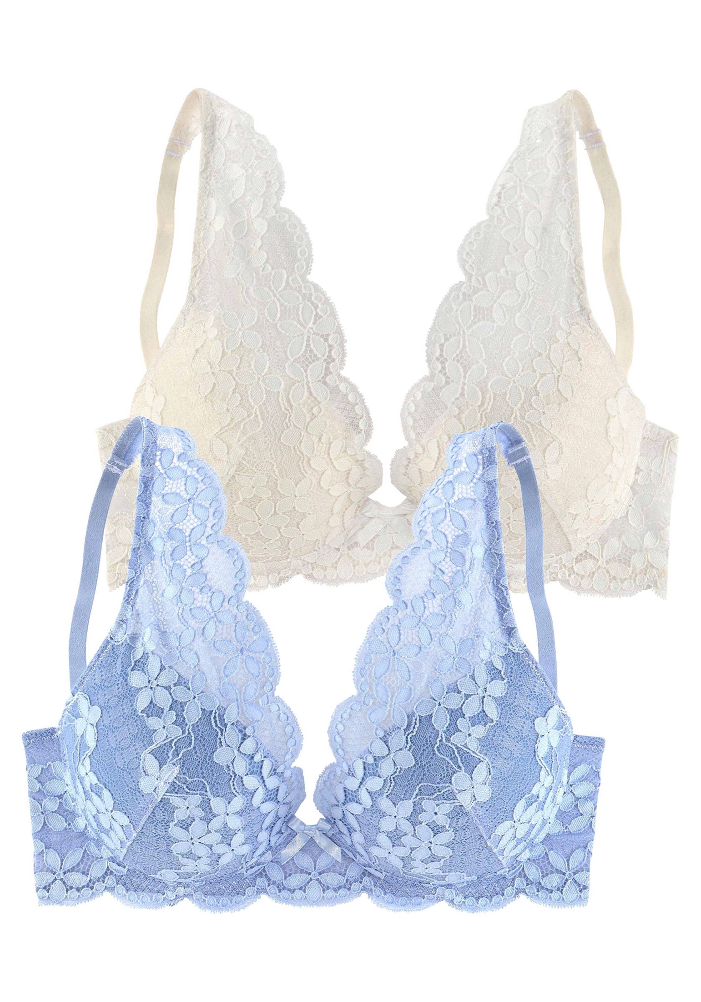 petite fleur Push-up-BH in himmelblau+creme