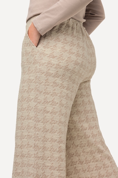 Bouclé-Marlenehose, weites Bein, Elastikbund, Biobaumwolle