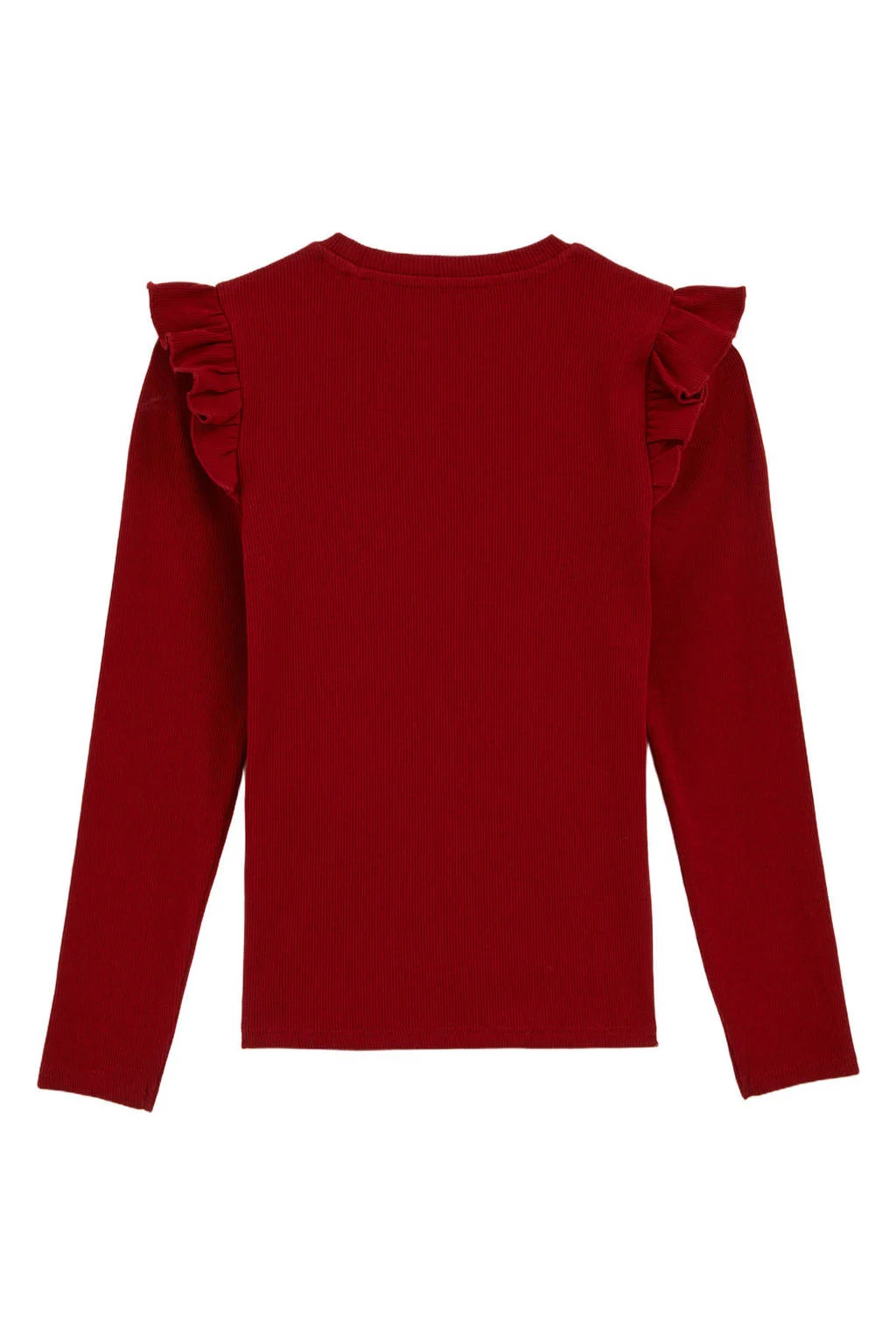 WE Fashion longsleeve rib gebreid donkerrood