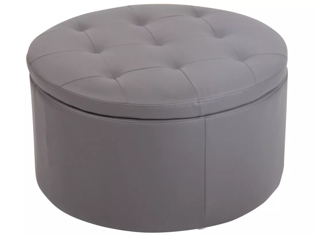 Tabouret - Similicuir & Bois - Gris - Evora