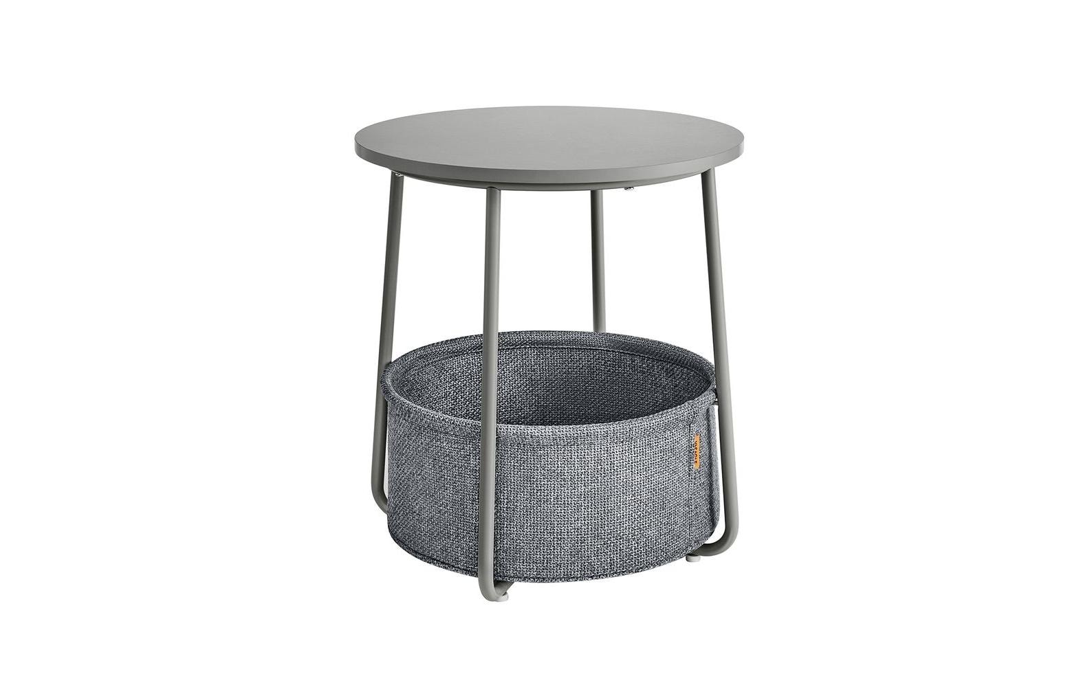 Couchtisch 45 x 51 cm, GrauWohnzimmertisch mit Ablage & Korb