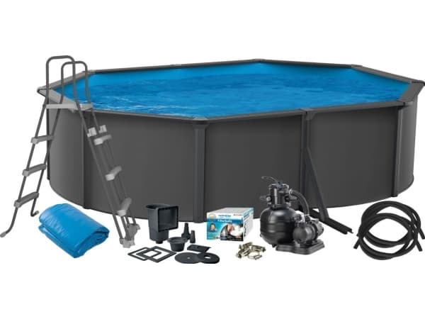 Basic Pool Oval 490 x 360 x 120 cm, Anthracite Grey 15.900 L