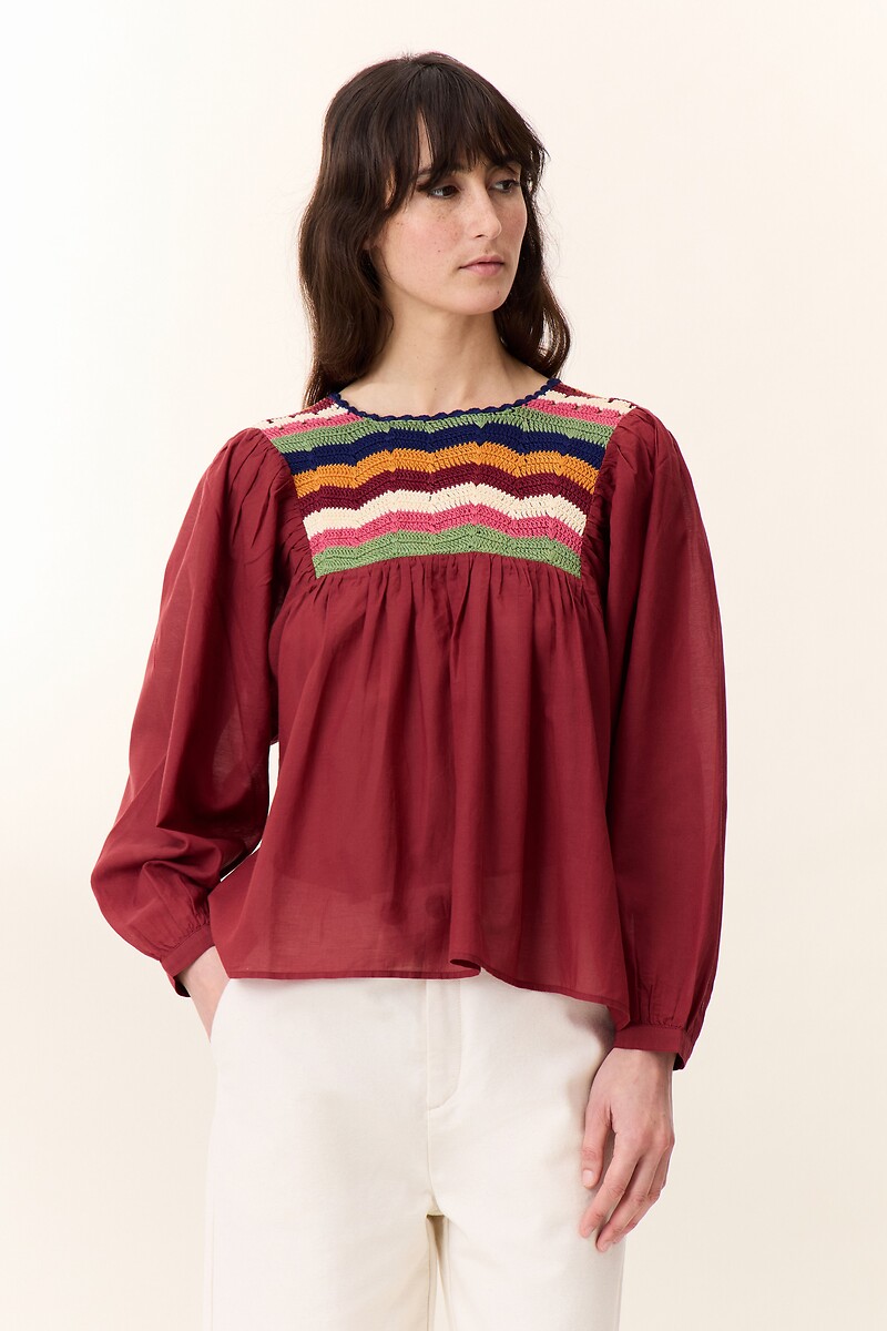 LEON & HARPER<br>Blusa folgada com frente em crochê CRIQ