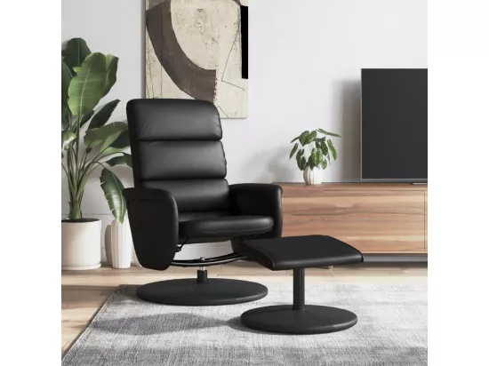 Fauteuil inclinable avec repose-pied noir similicuir