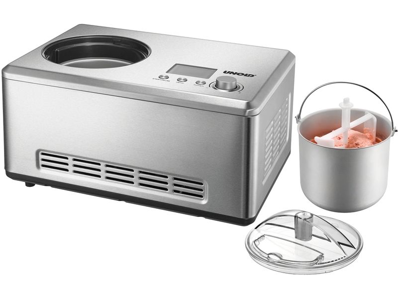 Unold Glacemaschine Nobile 2 l, Silber Eismaschine für 2 Liter Eiscreme