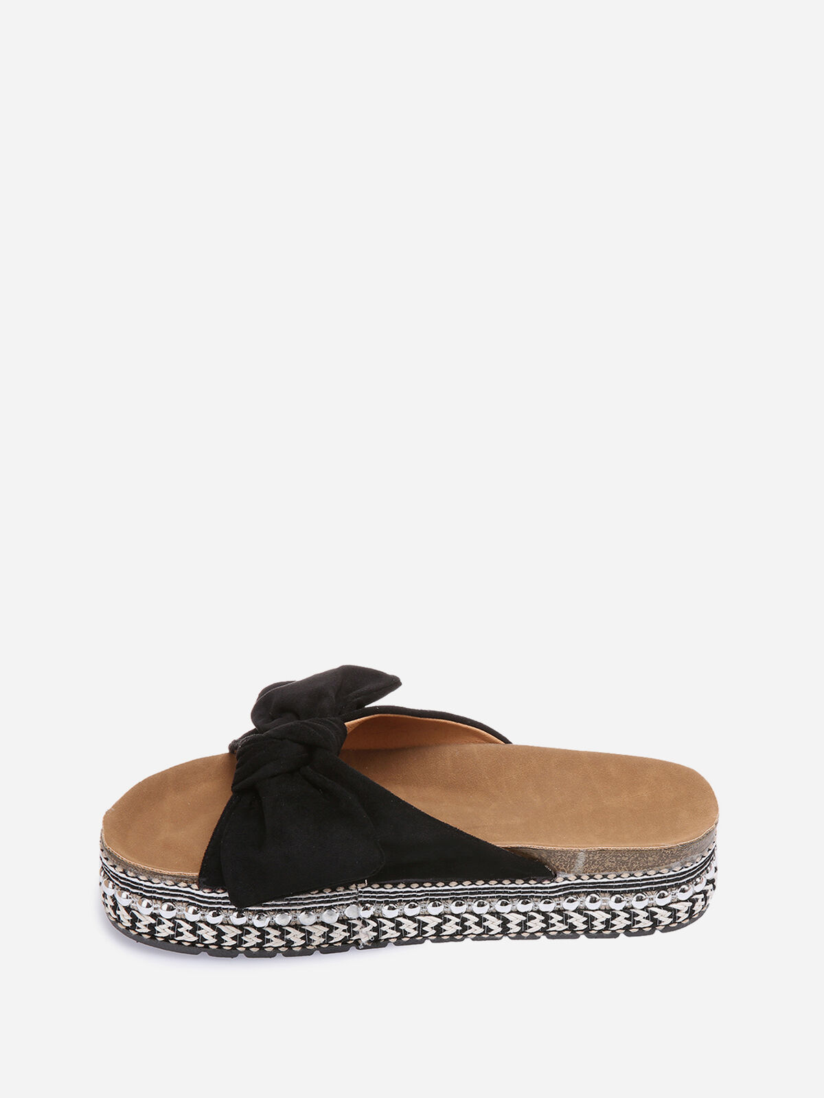 Mules à noeud et semelle à motifs- Noir