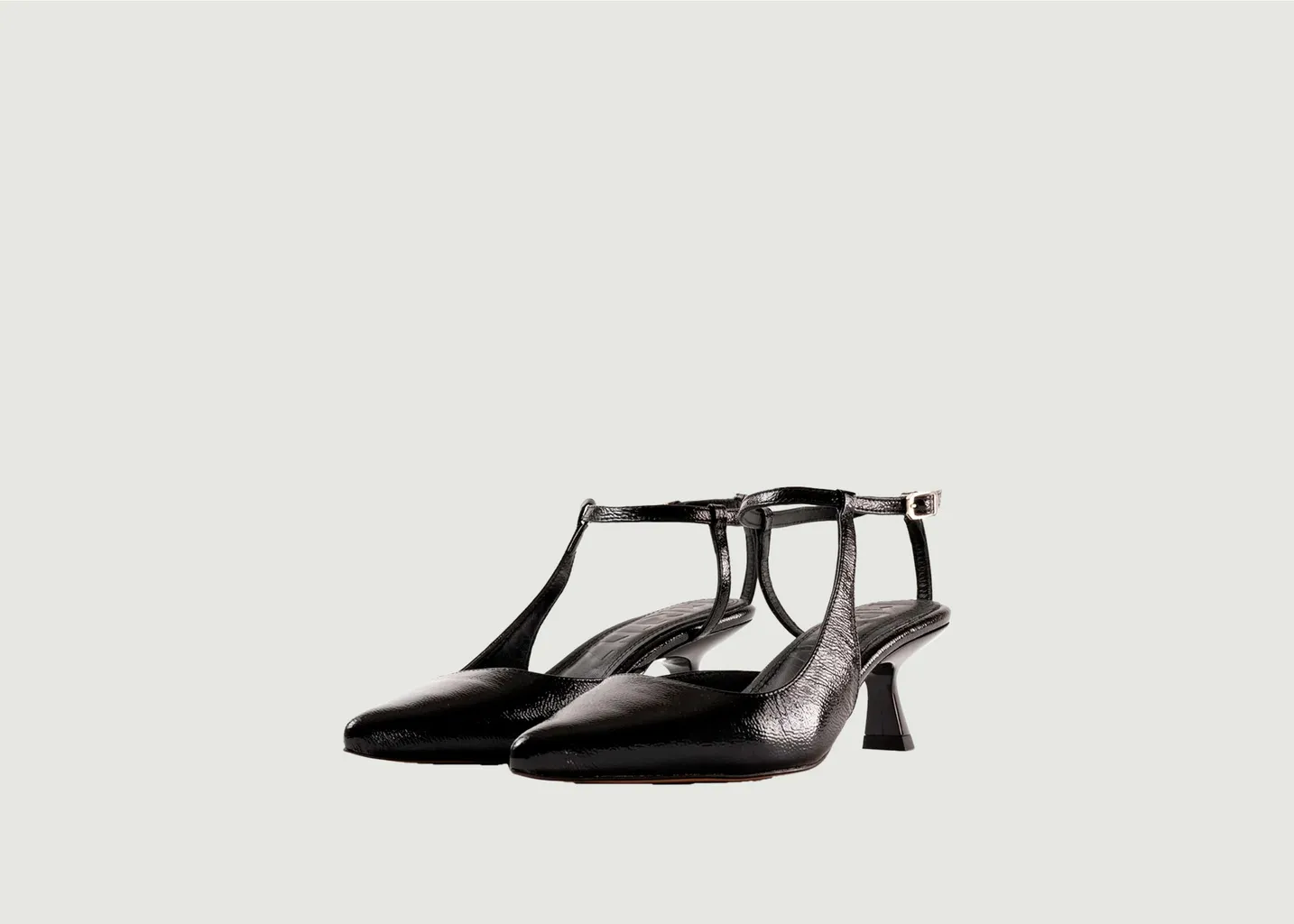 Sandales en cuir verni à bout fermé à talons Camelia Souliers Martinez