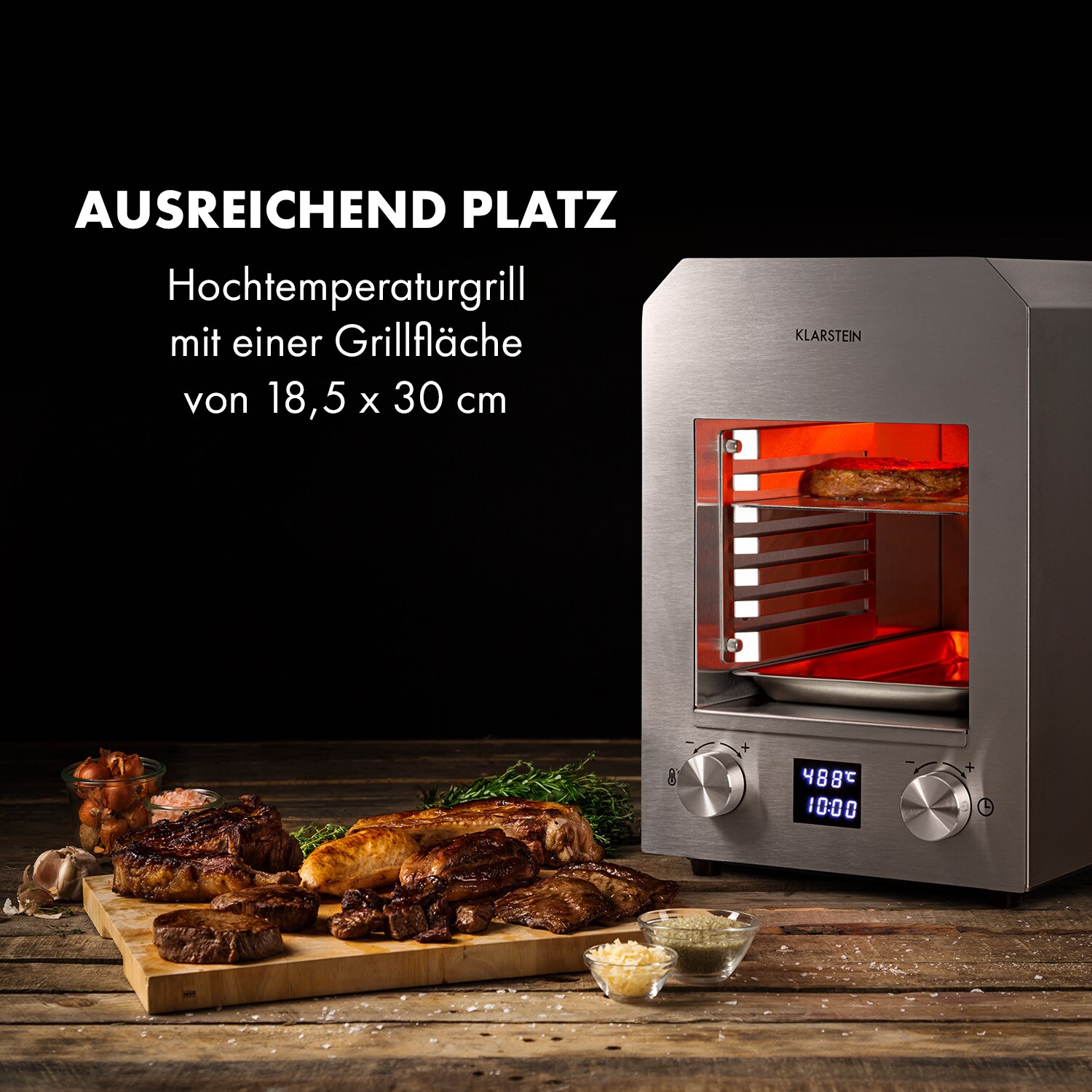 Hannibal Hochtemperaturgrill Indoor 2.200W 850°C Edelstahl silber