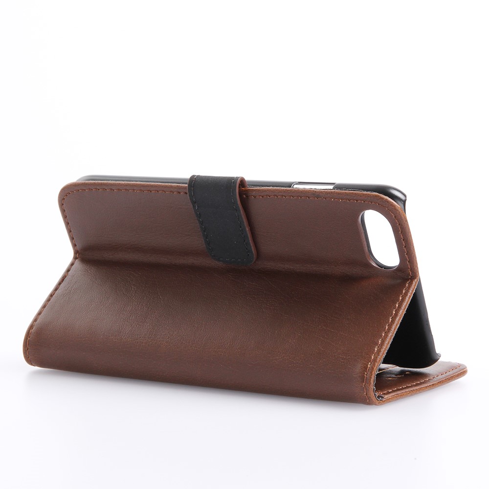 iPhone SE (2022/2020) / 8 / 7 Leder Tasche Flipcover Wallet mit Kartenfächern - Dunkelbraun