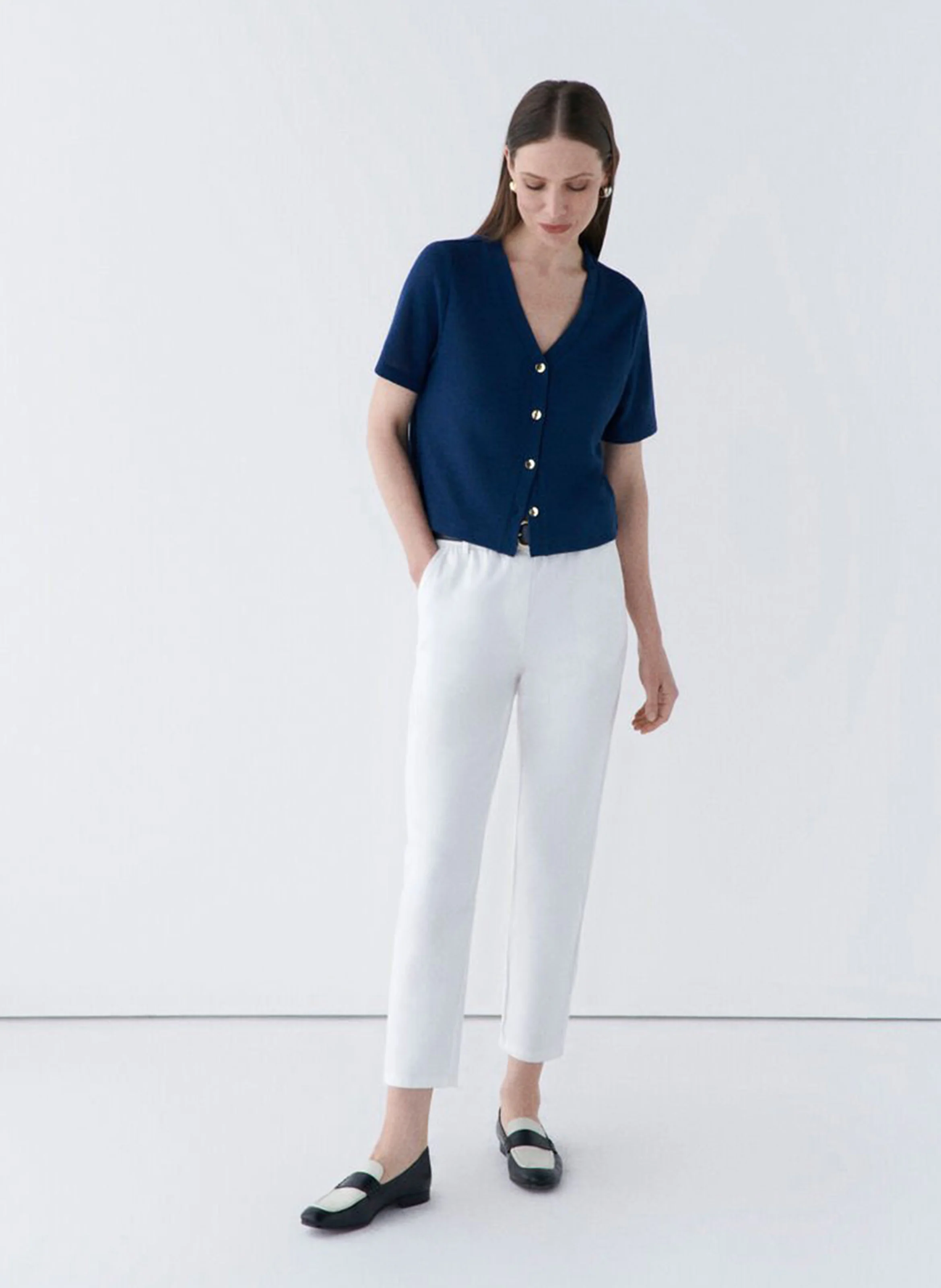 TVACANCES - Tee-shirt col V droit| Bleu